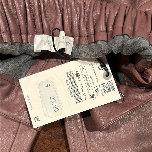 Zara Girls’ Faux Leather Wide Leg Pants - Picture 3 of 6